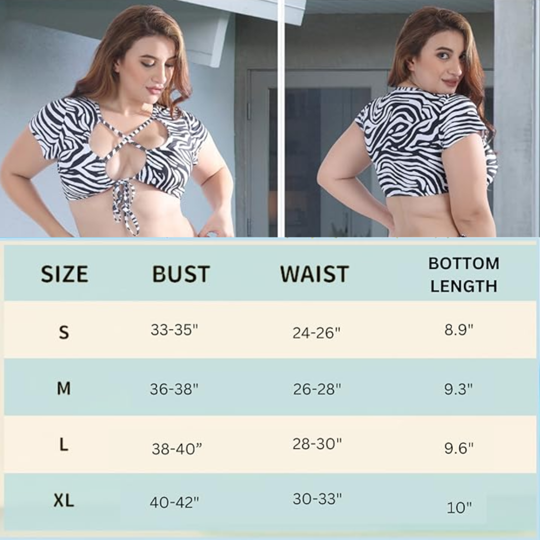 Pleasing Strings Zebra Stripe Side Tie Swimwear Bikini Set