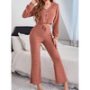 Women Soft Ribbed Button Lounge Co-Ord Set | Soft Stretch Ribbed Sleep & Lounge Set