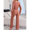 Women Soft Ribbed Button Lounge Co-Ord Set | Soft Stretch Ribbed Sleep & Lounge Set