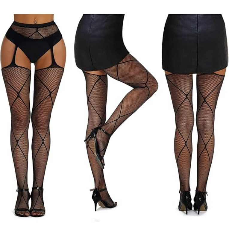 Women Fishnet Thigh-High Stockings Set of 3