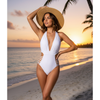 Sexy Deep Plunge Halterneck Strappy Swimsuit