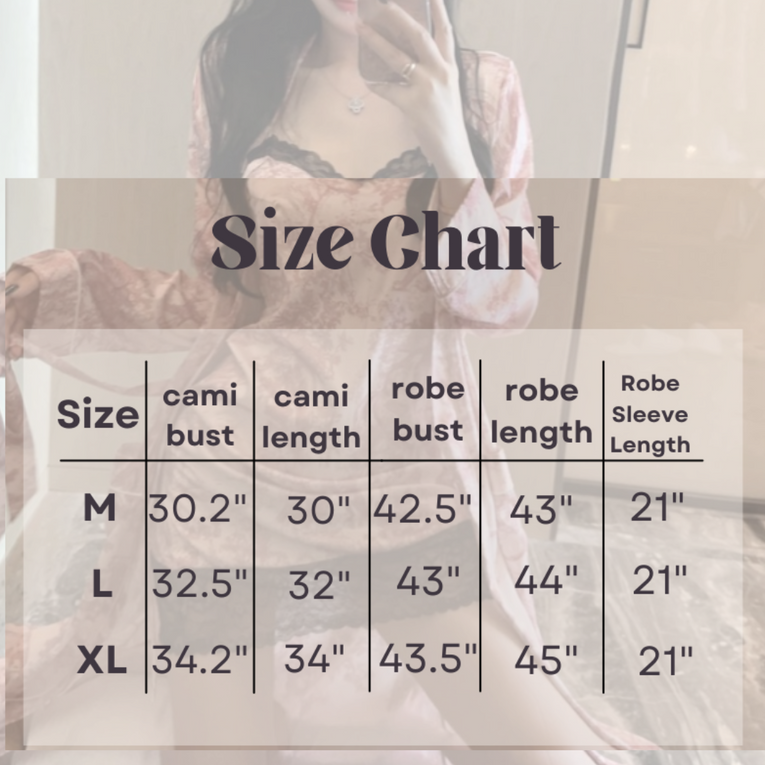 Pleasing Strings Women's 2pc Red Toile Print Satin Robe Set with Matching Scrunchy