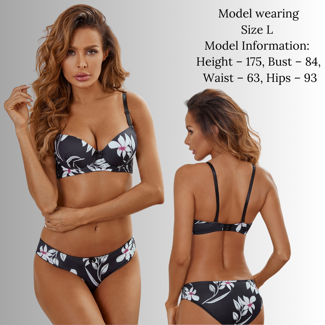 Pleasing Strings Women Floral Print Wired Push-Up Bra & Panty Set
