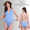 Pleasing Strings Women's Criss Cross Backless V Neck Tie Side High Cut Thong One Piece Swimsuit
