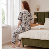 Pleasing Strings Women's Silk Satin Half Sleeve Button Down Pyjamas Set Loungewear