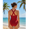 Pleasing Strings 1pc Women Padded Wireless Deep V Neck Swimsuit