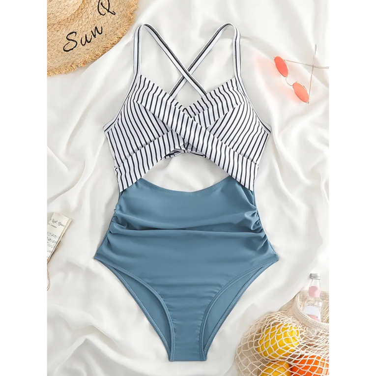 Pleasing Strings Women's 1pc Tummy Control High Waist Cutout Swimsuit
