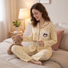 Pastel Bow Print Button-Down Pajama Set