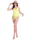 Pleasing Strings Women's Criss Cross Backless V Neck Tie Side High Cut Thong One Piece Swimsuit