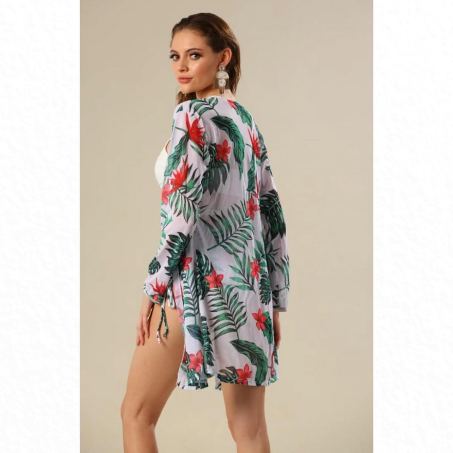 Pleasing Strings Women's 3Pcs Floral Print Bikini Cover Up Set