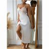 Women Satin Nightgown Silk Chemise V Neck Negligee Sleepwear with Adjustable Straps