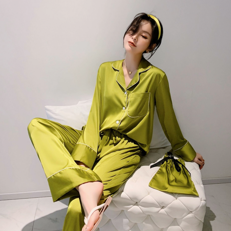 Pleasing Strings Women's Premium Silk Luxury Long Sleeves Pyjama Set