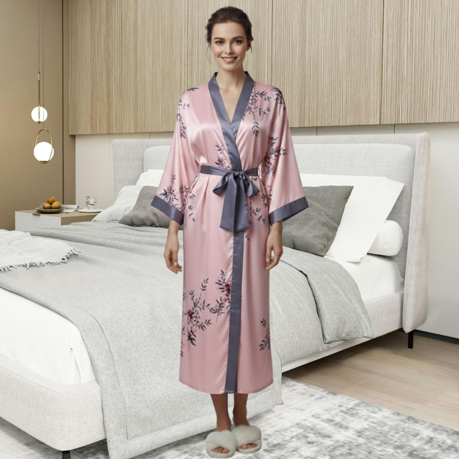 Pleasing Strings Women's Floral Printed Robe Bathrobe Satin Robes