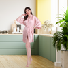 Pleasing Strings Women Satin Short Robe with Full Sleeves & Tassel Tie