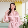 Pleasing Strings Women Satin Short Robe with Full Sleeves & Tassel Tie