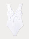 Pleasing Strings Women's Ruffled One Piece Swimsuit V Neck Lace Up