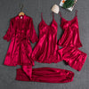 Pleasing Strings Women Cami Short Pyjamas with Robe 5 Pc Set