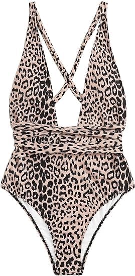 Pleasing Strings Sexy Tie Criss Cross Plunge Neck 1pc Brazilian Bathing Swimsuit