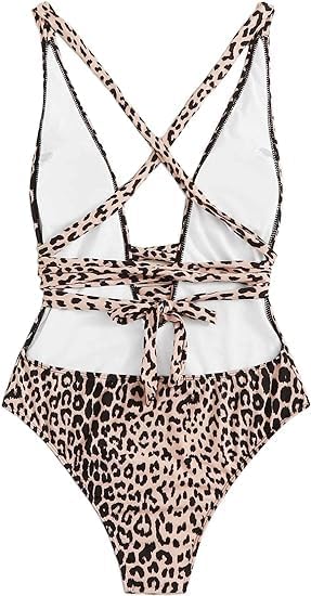 Pleasing Strings Sexy Tie Criss Cross Plunge Neck 1pc Brazilian Bathing Swimsuit