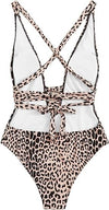 Pleasing Strings Sexy Tie Criss Cross Plunge Neck 1pc Brazilian Bathing Swimsuit