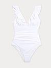 Pleasing Strings Women's Ruffled One Piece Swimsuit V Neck Lace Up